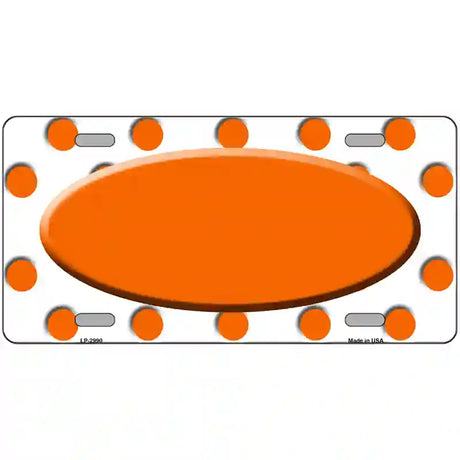 Orange White Polka Dot Orange Center Oval Metal Novelty License Plate 24" x 12" (LLP)