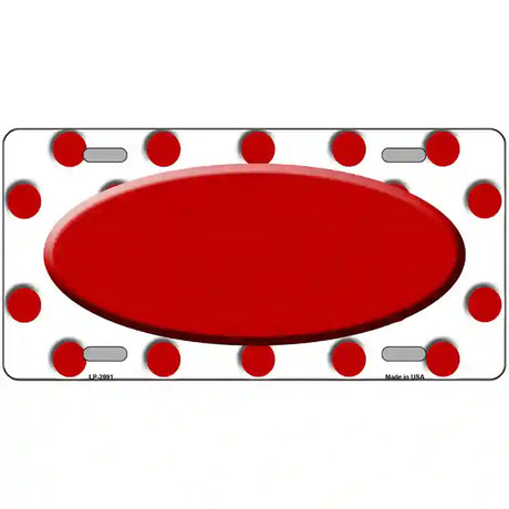 Red White Polka Dot Red Center Oval Metal Novelty License Plate 24" x 12" (LLP)