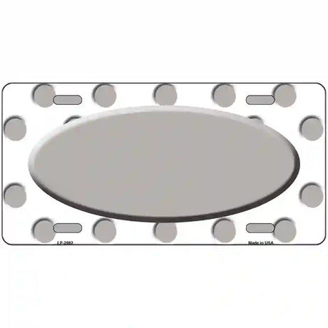 Grey White Polka Dot Grey Center Oval Metal Novelty License Plate 24" x 12" (LLP)