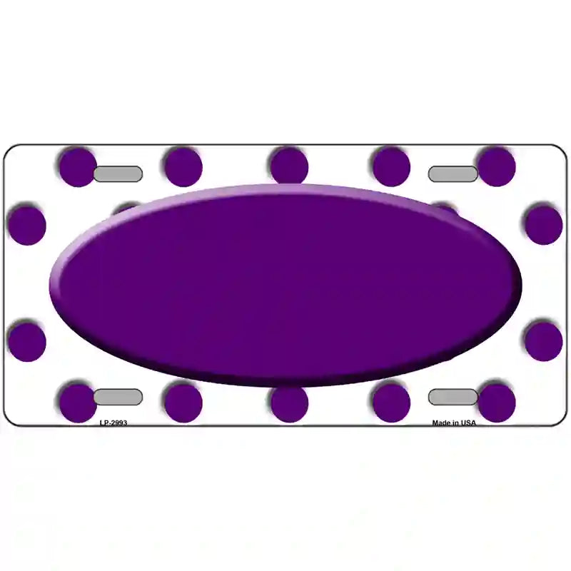 Purple White Polka Dot Purple Center Oval Metal Novelty License Plate 24" x 12" (LLP)