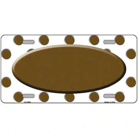 Brown White Polka Dot Brown Center Oval Metal Novelty License Plate 24" x 12" (LLP)