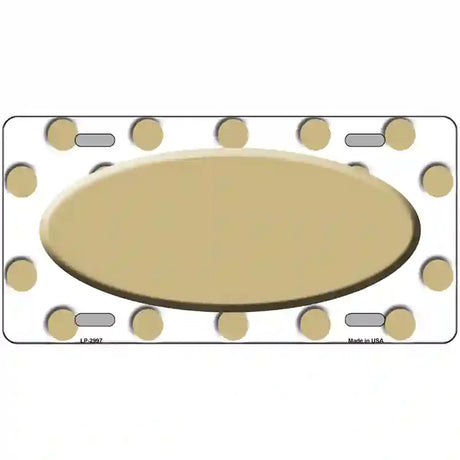 Gold White Polka Dot Gold Center Oval Metal Novelty License Plate 24" x 12" (LLP)