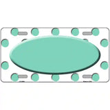 Mint White Polka Dot Teal Center Oval Metal Novelty License Plate 24" x 12" (LLP)