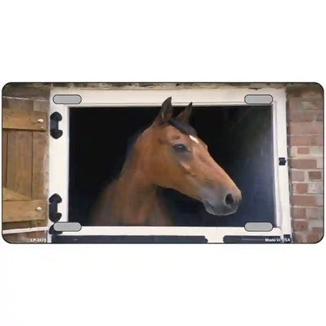 Horse In Barn Metal Novelty License Plate 24" x 12" (LLP)