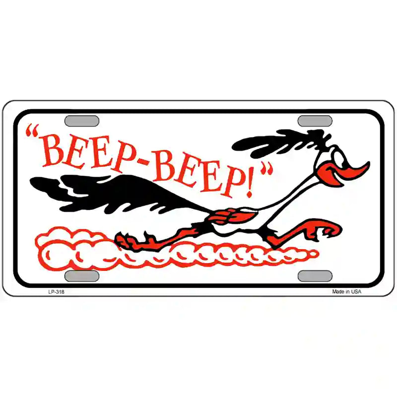 Beep Beep Roadrunner Metal Novelty License Plate 24" x 12" (LLP)