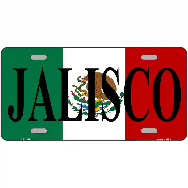 Jalisco on Mexico Flag Metal Novelty License Plate 24" x 12" (LLP)