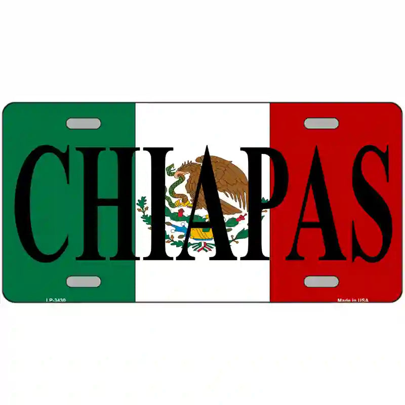 Chiapas on Mexico Flag Metal Novelty License Plate 24" x 12" (LLP)