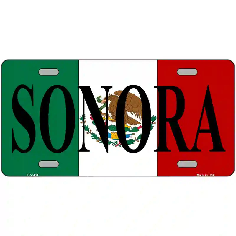 Sonora on Mexico Flag Metal Novelty License Plate 24" x 12" (LLP)