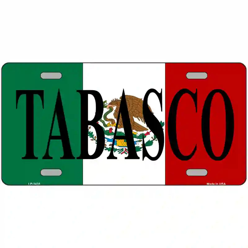 Tabasco on Mexico Flag Metal Novelty License Plate 24" x 12" (LLP)