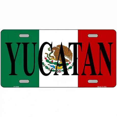 Yucatan on Mexico Flag Metal Novelty License Plate 24" x 12" (LLP)