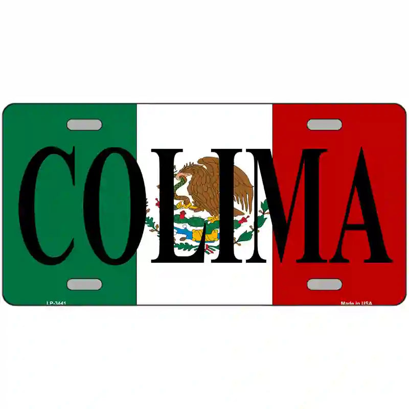 Colima on Mexico Flag Metal Novelty License Plate 24" x 12" (LLP)