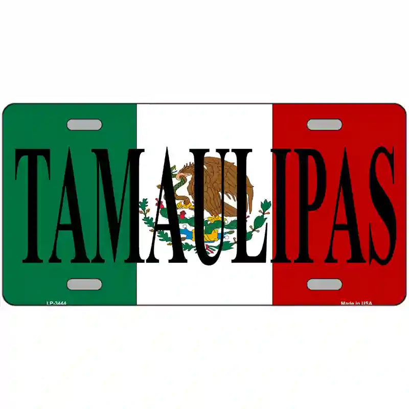 Tamaulipas on Mexico Flag Metal Novelty License Plate 24" x 12" (LLP)