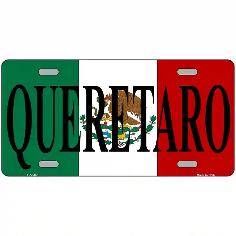 Queretaro on Mexico Flag Metal Novelty License Plate 24" x 12" (LLP)