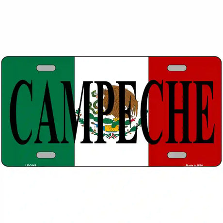 Campeche on Mexico Flag Metal Novelty License Plate 24" x 12" (LLP)