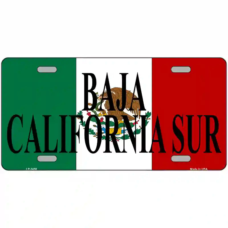 Baja California Sur on Mexico Flag Metal Novelty License Plate 24" x 12" (LLP)