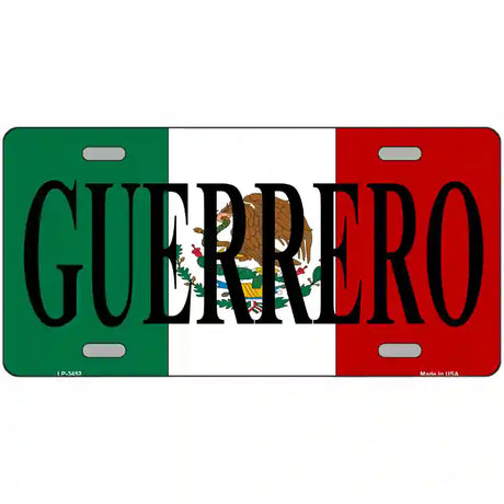 Guerrero on Mexico Flag Metal Novelty License Plate 24" x 12" (LLP)