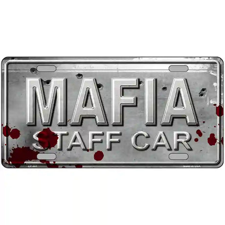 Mafia Staff Car Metal Novelty License Plate 24" x 12" (LLP)