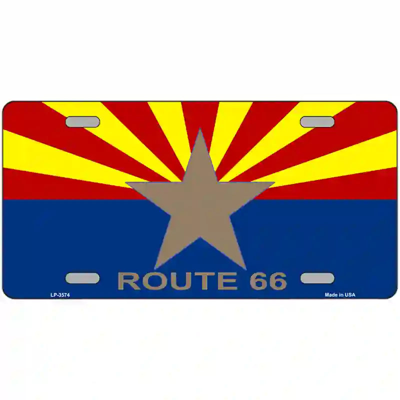 Route 66 Arizona Flag Metal License Plate 24" x 12" (LLP)