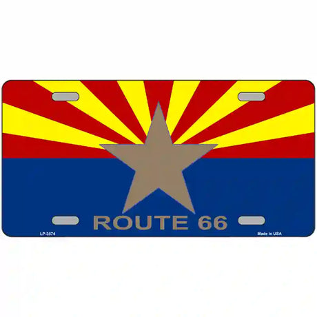 Route 66 Arizona Flag Metal License Plate 24" x 12" (LLP)