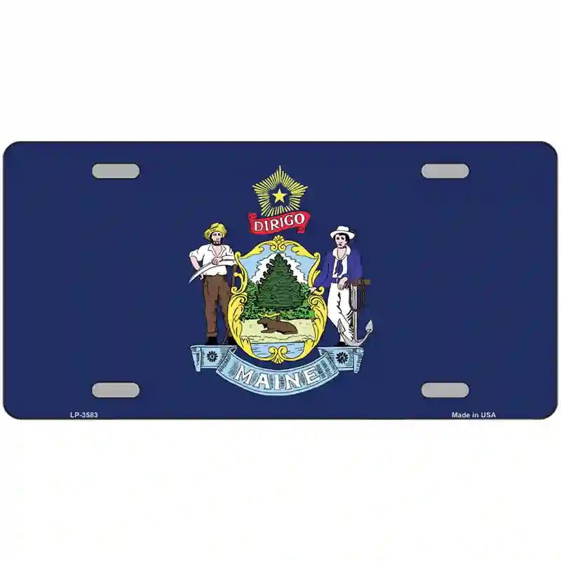 Maine State Flag Metal Novelty License Plate 24" x 12" (LLP)