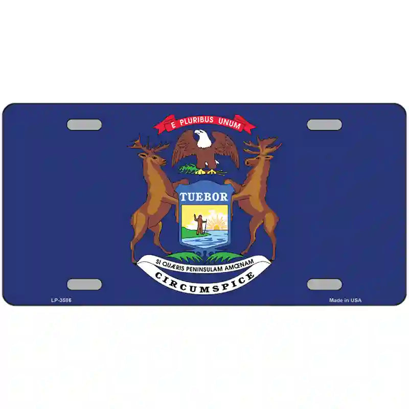 Michigan State Flag Metal Novelty License Plate 24" x 12" (LLP)