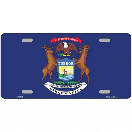 Michigan State Flag Metal Novelty License Plate 24" x 12" (LLP)