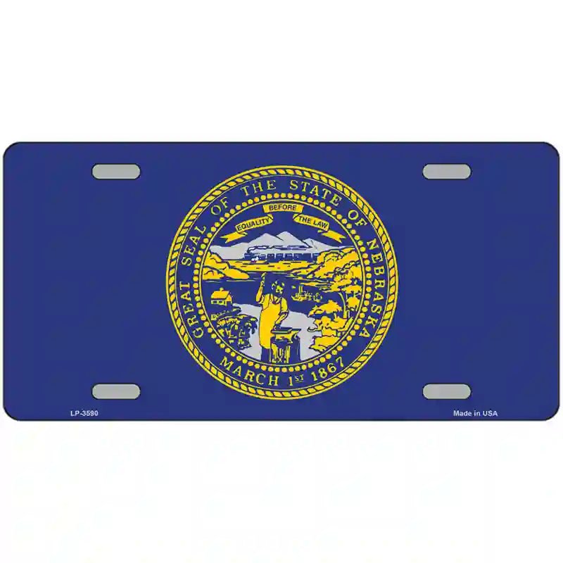 Nebraska State Flag Metal Novelty License Plate 24" x 12" (LLP)