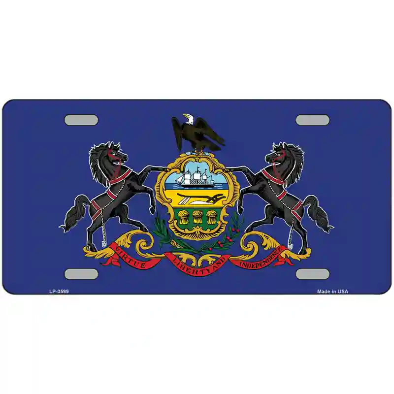 Pennsylvania State Flag Metal Novelty License Plate 24" x 12" (LLP)