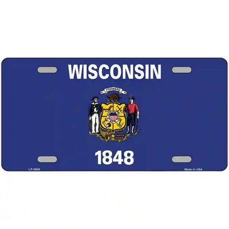 Wisconsin State Flag Metal Novelty License Plate 24" x 12" (LLP)