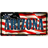 Arizona on American Flag Metal Novelty License Plate 24" x 12" (LLP)