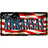 Arkansas on American Flag Metal Novelty License Plate 24" x 12" (LLP)