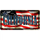 California on American Flag Metal Novelty License Plate 24" x 12" (LLP)