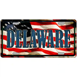 Delaware on American Flag Metal Novelty License Plate 24" x 12" (LLP)