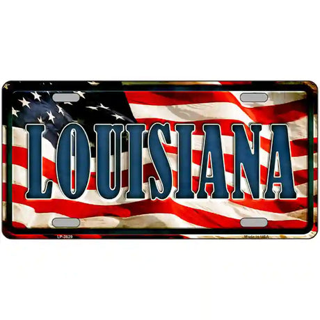 Louisiana on American Flag Metal Novelty License Plate 24" x 12" (LLP)