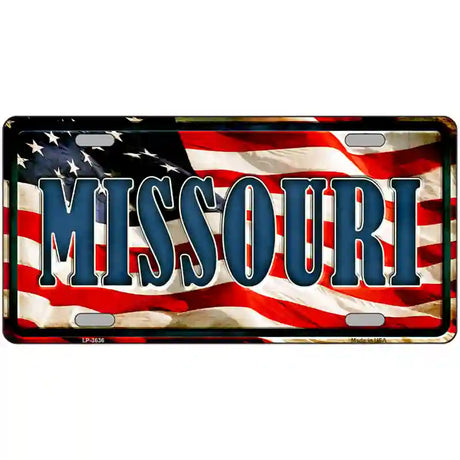 Missouri on American Flag Metal Novelty License Plate 24" x 12" (LLP)