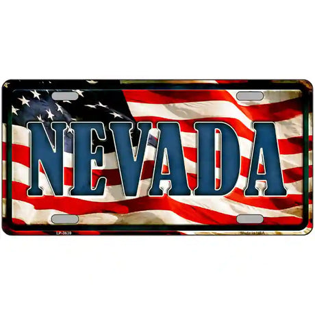 Nevada on American Flag Metal Novelty License Plate 24" x 12" (LLP)