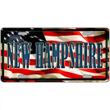 New Hampshire on American Flag Metal Novelty License Plate 24" x 12" (LLP)