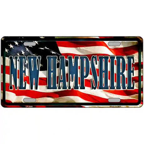 New Hampshire on American Flag Metal Novelty License Plate 24" x 12" (LLP)