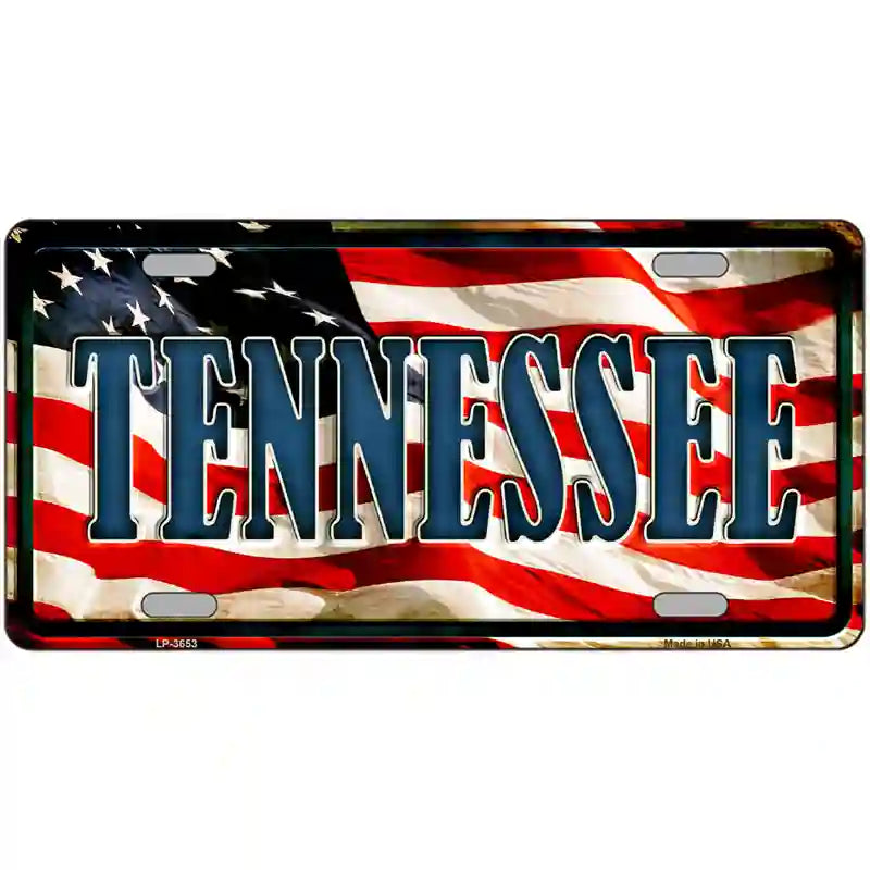 Tennessee on American Flag Metal Novelty License Plate 24" x 12" (LLP)