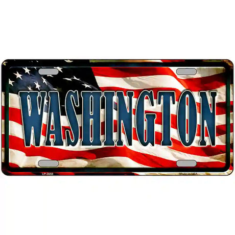 Washington on American Flag Metal Novelty License Plate 24" x 12" (LLP)