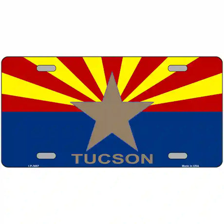 Tucson Arizona State Flag Metal Novelty License Plate 24" x 12" (LLP)