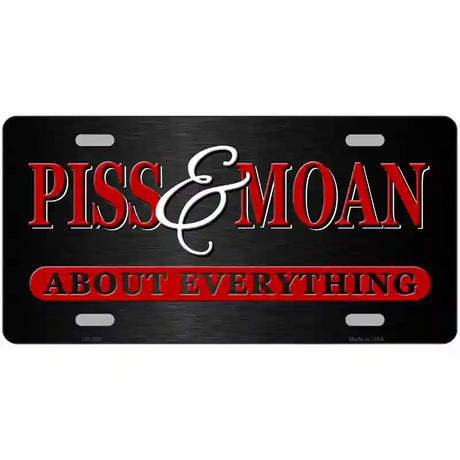 Piss & Moan Metal Novelty License Plate 24" x 12" (LLP)