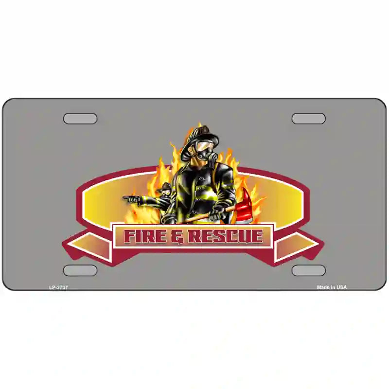 Fire Rescue Metal Novelty License Plate 24" x 12" (LLP)