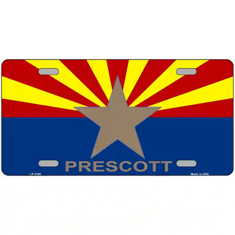 Prescott Arizona State Flag Metal Novelty License Plate 24" x 12" (LLP)