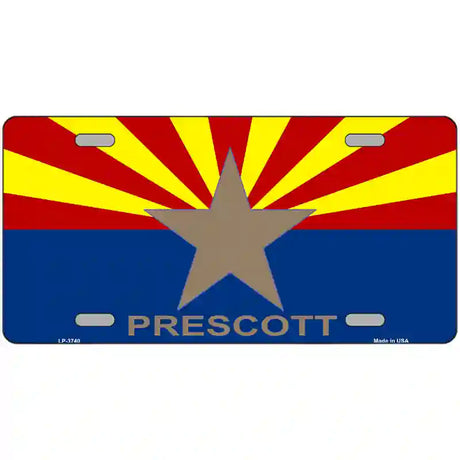 Prescott Arizona State Flag Metal Novelty License Plate 24" x 12" (LLP)