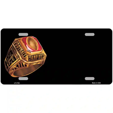 Football Champ Ring Offset Metal Novelty License Plate 24" x 12" (LLP)