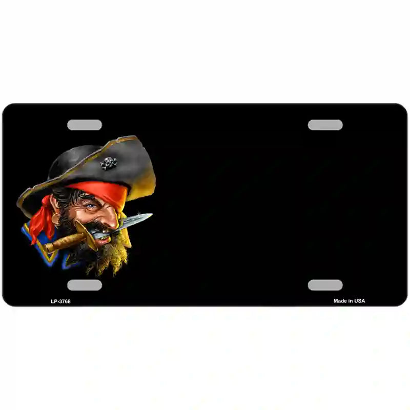 Pirate with Knife Offset Metal Novelty License Plate 24" x 12" (LLP)