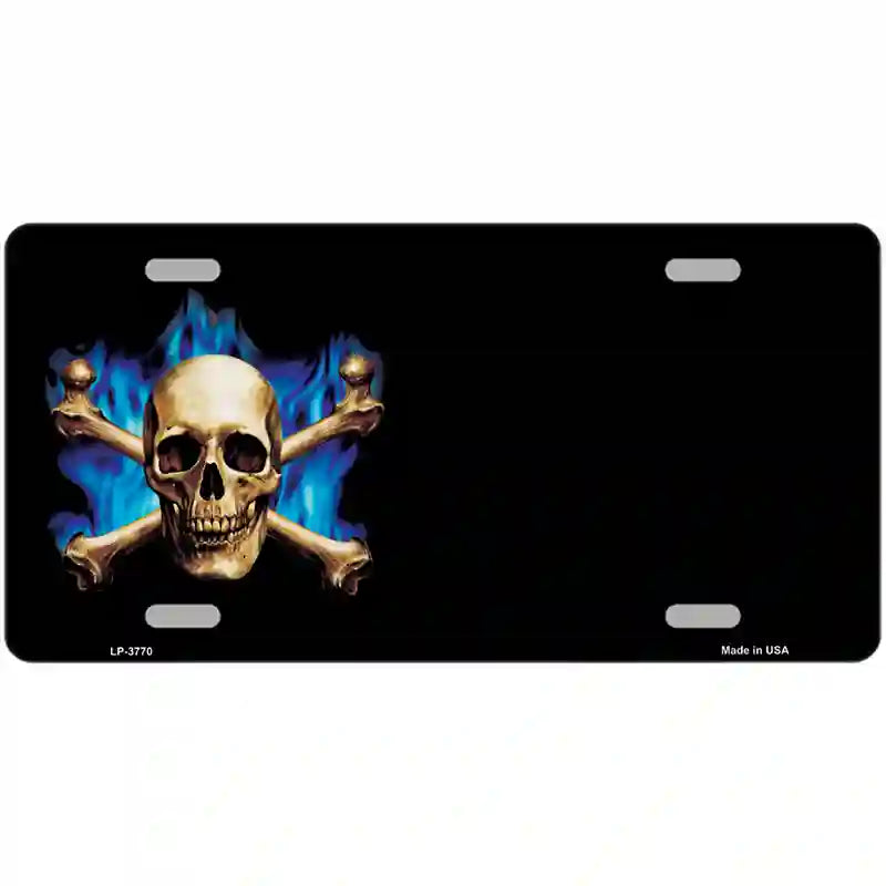 Skull Offset Metal Novelty License Plate 24" x 12" (LLP)