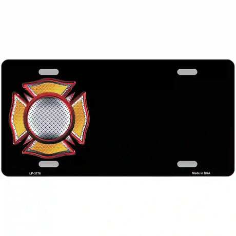 Fire Maltese Cross Offset Metal Novelty License Plate 24" x 12" (LLP)