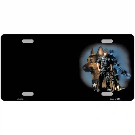 Policeman K9 Dog Offset Metal Novelty License Plate 24" x 12" (LLP)